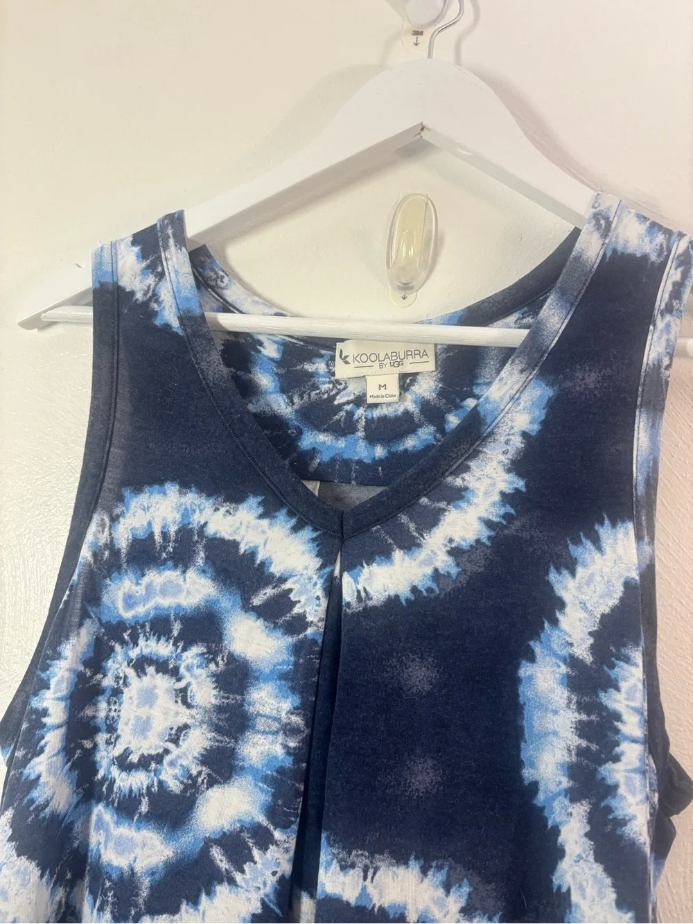 Koolaburra By Ugg Navy & White Tie-Dye Sleeveless Maxi Dress Size Medium - Picture 2 of 8